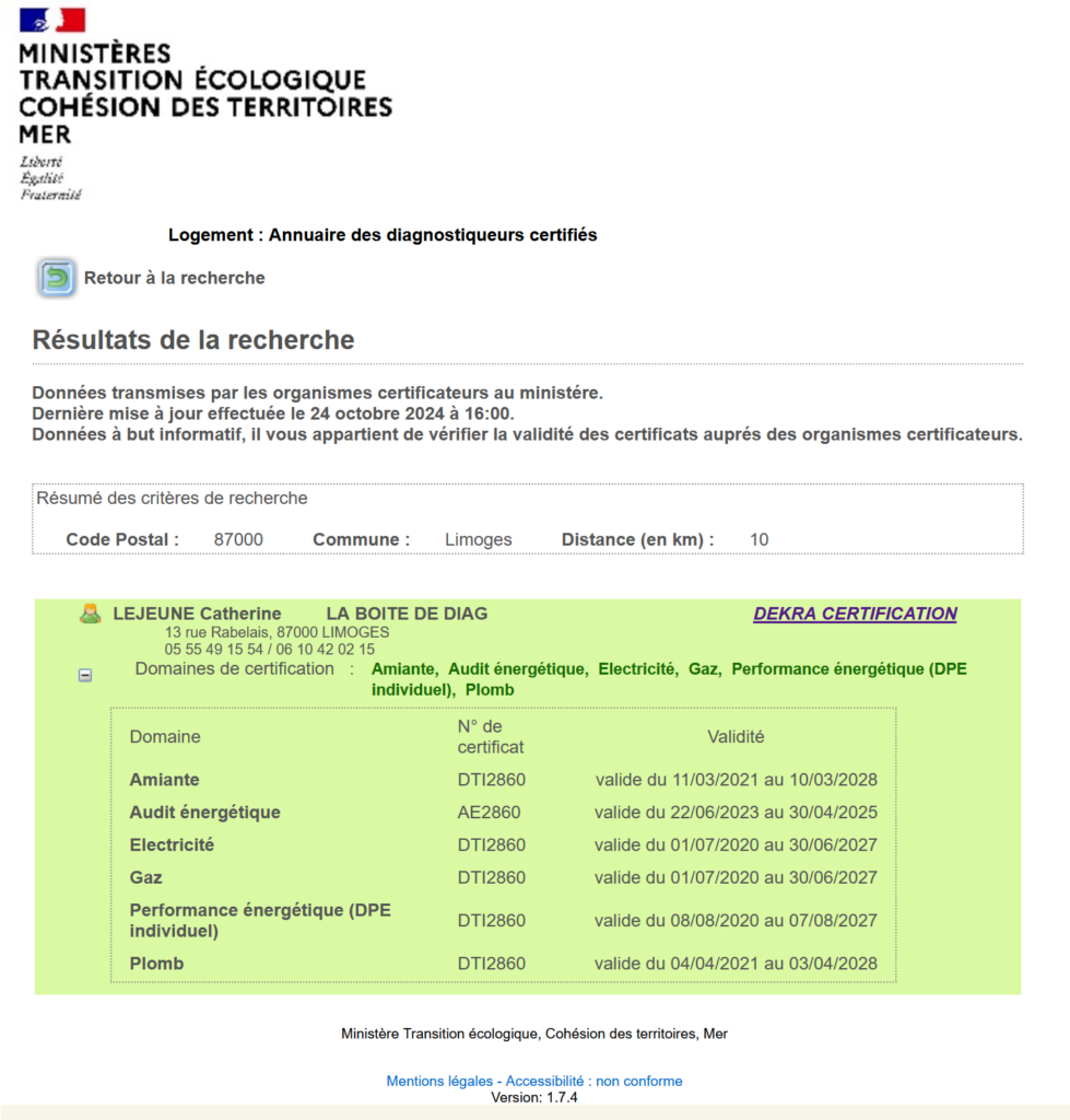 Ministeres Transition Ecologique - Diagnostiqueur certifié